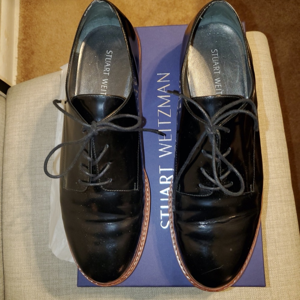 Stuart Weitzman Black Patent Leather Oxford